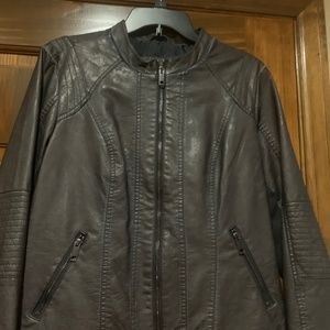 Women’s faux leather jacket.